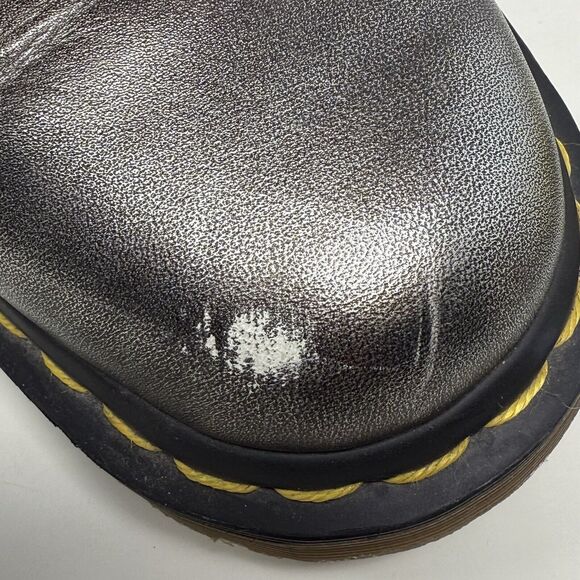 Dr Doc Martens 10183 Combat Boots Womens 7 Silver 14 Eyelet Zip Lace Up Goth - Picture 8 of 15
